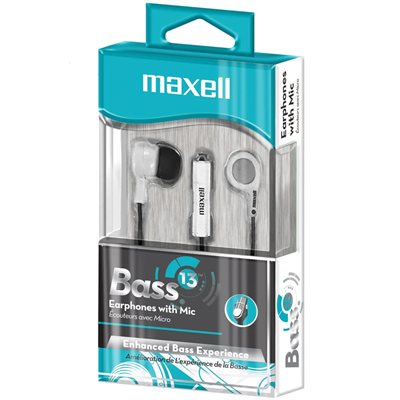 ECOUTEURS "BASS 13" AVEC MICRO - MAXELL - BLANC