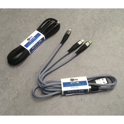 CABLE USB 3 en 1 de 4' - ZLITE - GRIS